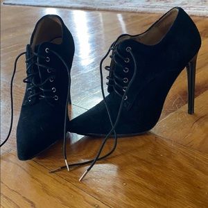 L.A.M.B  Black lace-tie up heels.